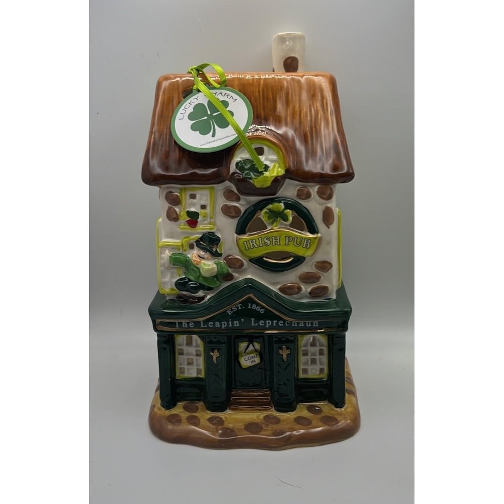BRAND NEW HTF 2023 Blue Sky IRISH PUB Decorative Tea Light Holder - Beautiful!